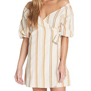 Billabong Off Shoulder Wrap Dress Cotton/Linen Size Medium